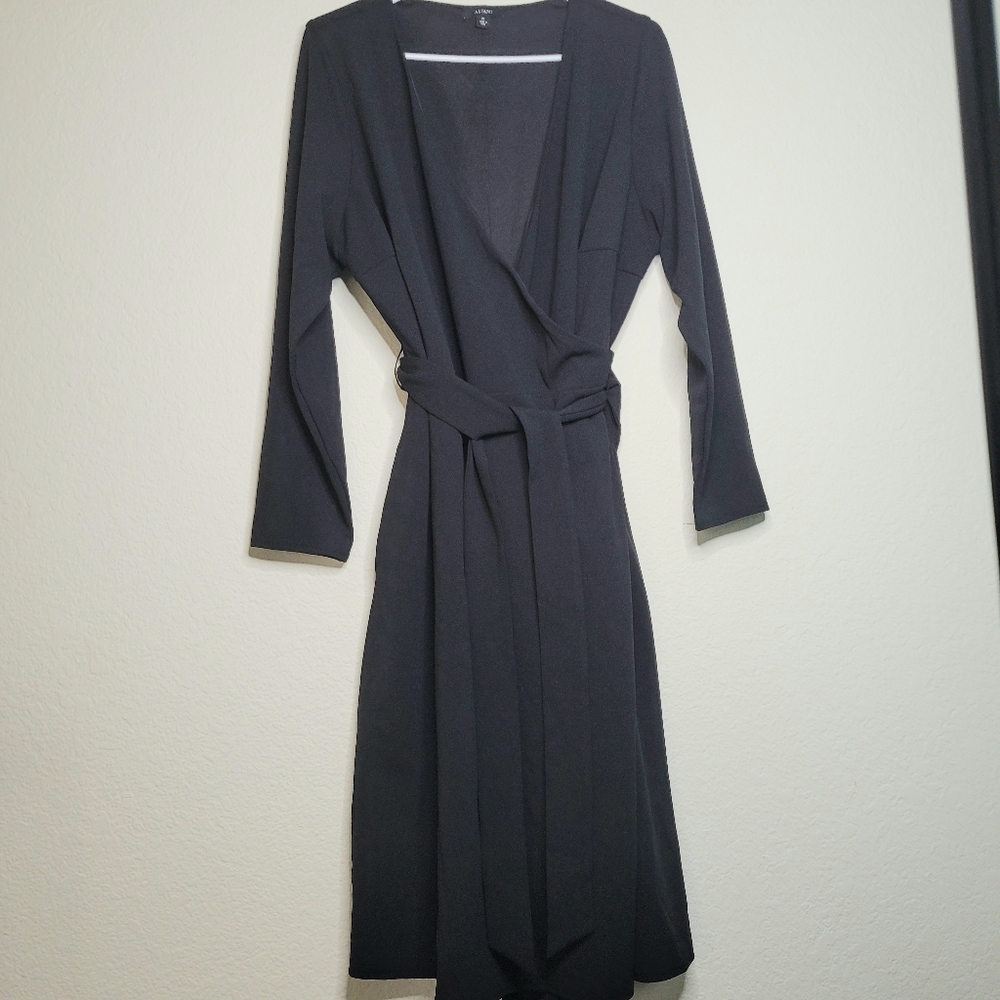 Alfani Wrap Up Black Midi Dress XXL
